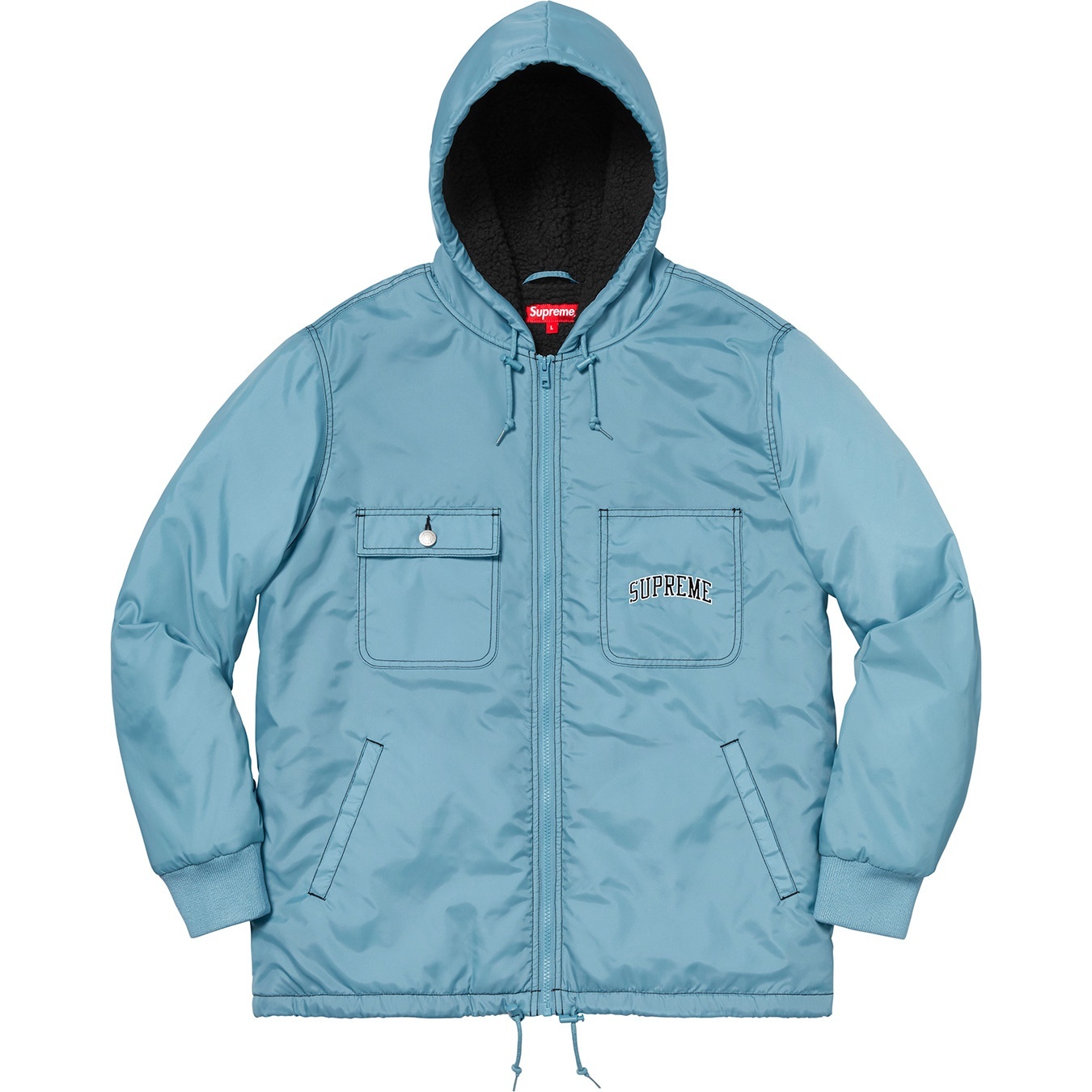 Sherpa Lined Nylon Zip Up Jacket view 6